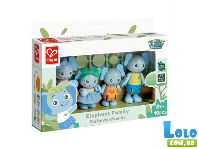 Деревянный набор фигурок Семья слоников, Hape