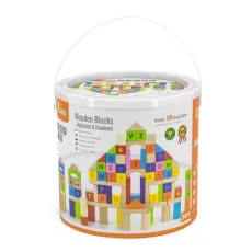 Деревянные кубики Алфавит и цифры, Viga Toys