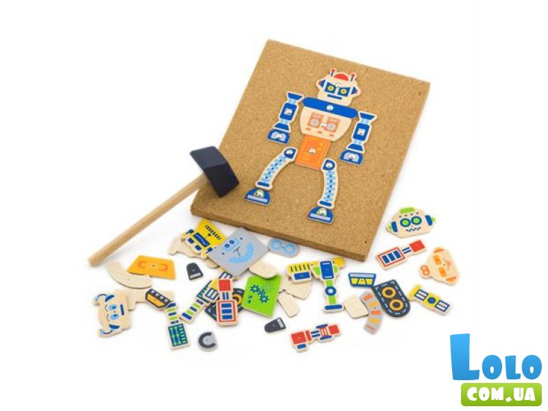 Набор для творчества Деревянная аппликация Робот, Viga Toys