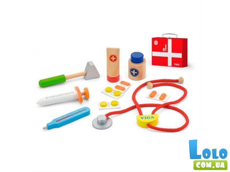 Деревянный игровой набор Чемодан доктора, Viga Toys