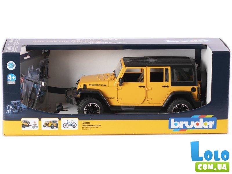 Машина Jeep Wrangler Rubicon с фигуркой велосипедиста, Bruder