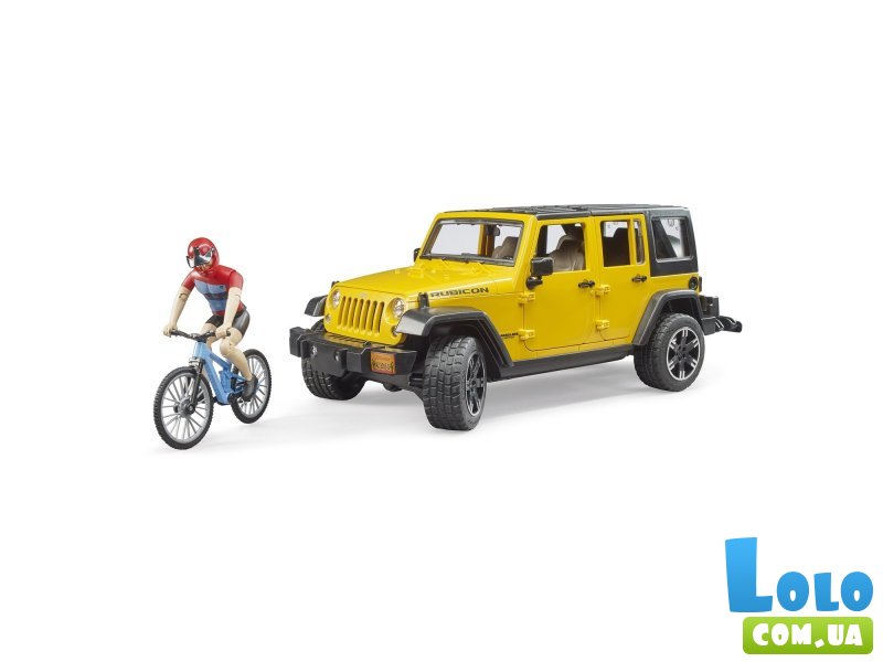 Машина Jeep Wrangler Rubicon с фигуркой велосипедиста, Bruder