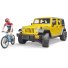 Машина Jeep Wrangler Rubicon с фигуркой велосипедиста, Bruder