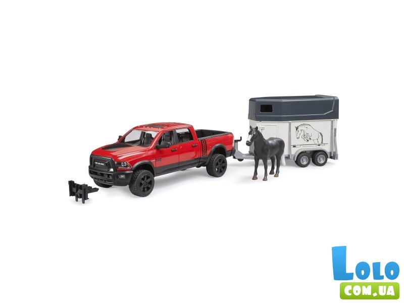 Машина RAM 2500 с прицепом-трейлером и лошадью, Bruder