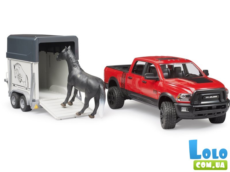 Машина RAM 2500 с прицепом-трейлером и лошадью, Bruder