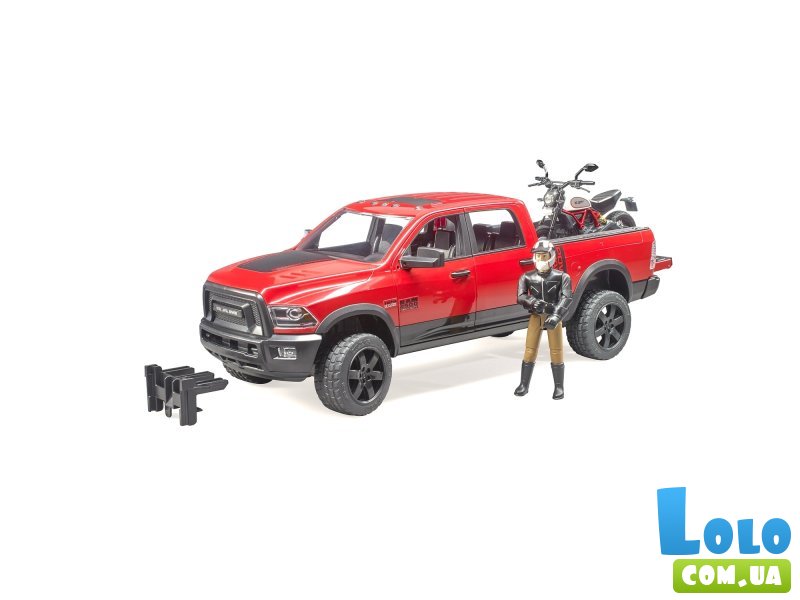 Внедорожник Dodge RAM 2500 с мотоциклистом, Bruder