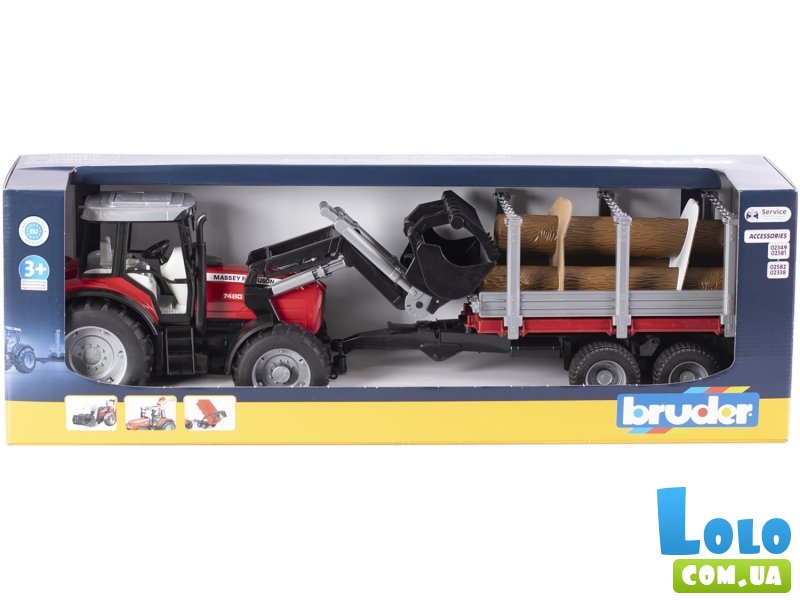 Трактор Massey Ferguson с прицепом, Bruder
