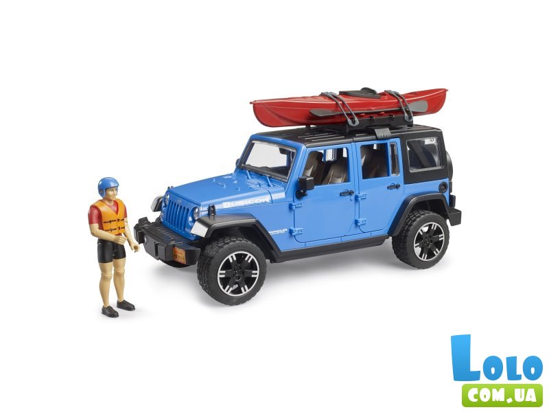 Машина Jeep Wrangler Rubicon Unlimited с каяком и фигуркой, Bruder