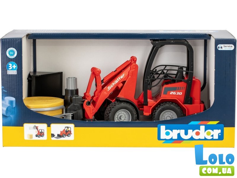 Машина мини-погрузчик Schaffer Compact 2630 с аксессуарами, Bruder