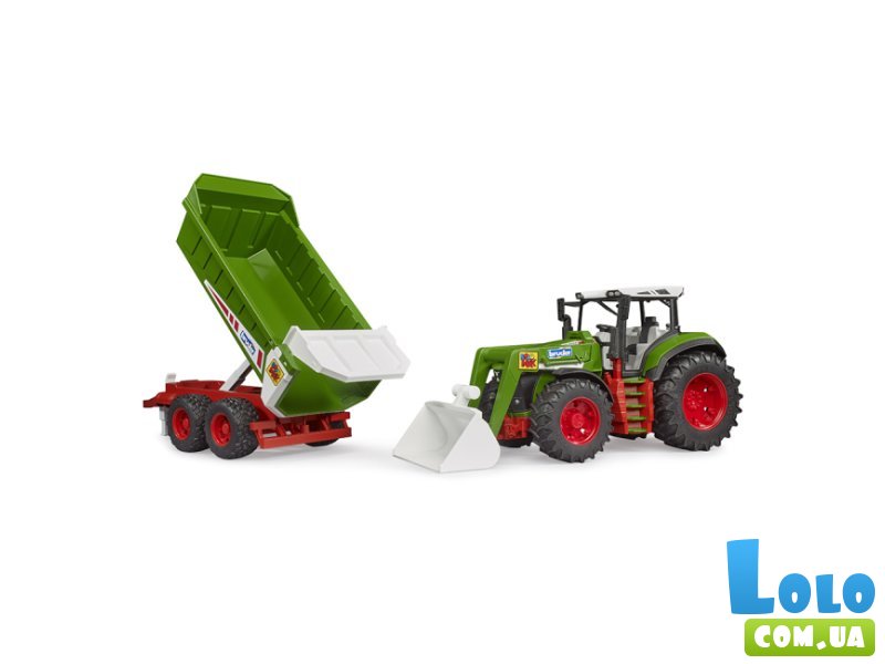 Трактор Roadmax с передним погрузчиком и прицепом, Bruder