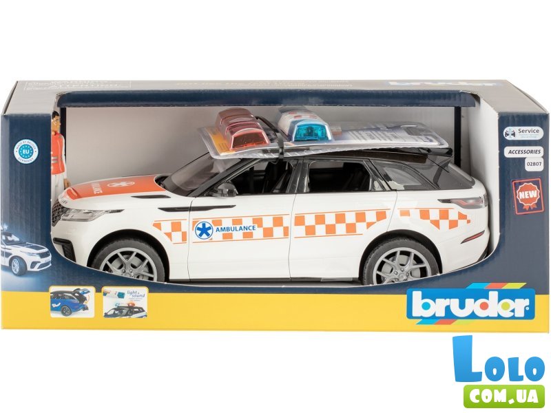Машина Скорая помощь Range Rover Velar с фигуркой, Bruder