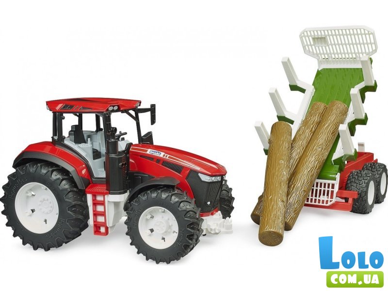Трактор Roadmax с прицепом и бревнами, Bruder