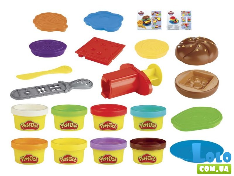 Набор для творчества с массой для лепки Гамбургеры, фри и бублики, Play-Doh
