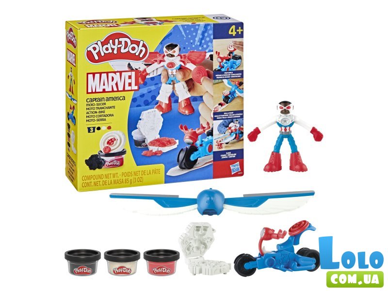 Набор для творчества с массой для лепки Капитан Америка с мотоциклом, Play-Doh