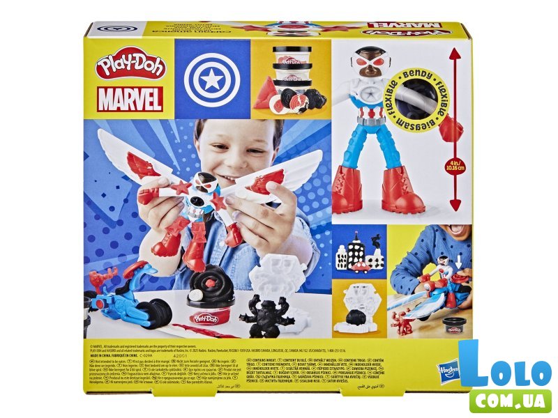 Набор для творчества с массой для лепки Капитан Америка с мотоциклом, Play-Doh