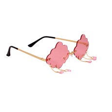 Очки солнечные детские без оправы Облако, со стразами на цепочке, Lukky (розовый)