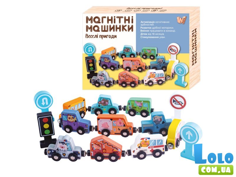 Набор магнитных машинок Веселые приключения, WToys