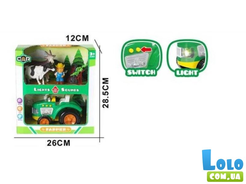 Трактор с фермером с аксессуарами