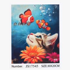Алмазная мозаика Кот и рыбы, TK Group (30х20 см)