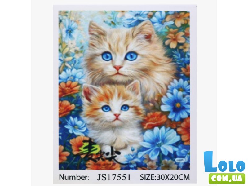 Алмазная мозаика Котики в цветах, TK Group (30х20 см)
