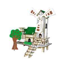 Деревянный пазл Дом с мельницей, 64 эл.