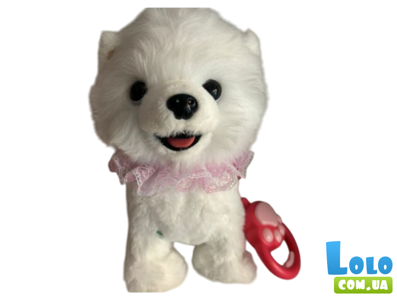 Мягкая интерактивная игрушка Собачка (белая с розовым кружевом)