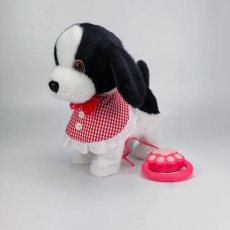 Мягкая интерактивная игрушка Собачка с нагрудником (красная клетка)