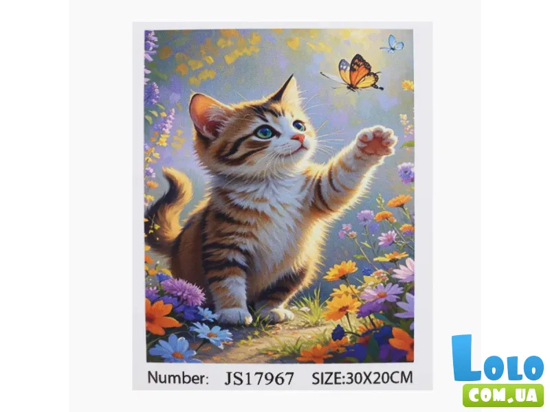 Алмазная мозаика Котенок и бабочка, TK Group (20х30 см)