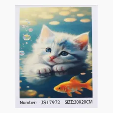 Алмазная мозаика Котенок с рыбкой, TK Group (20х30 см)