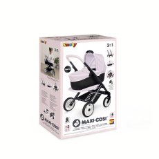 Коляска для куклы 3 в 1 со съемной люлькой Maxi-Cosi, Smoby (розовая жемчужина)