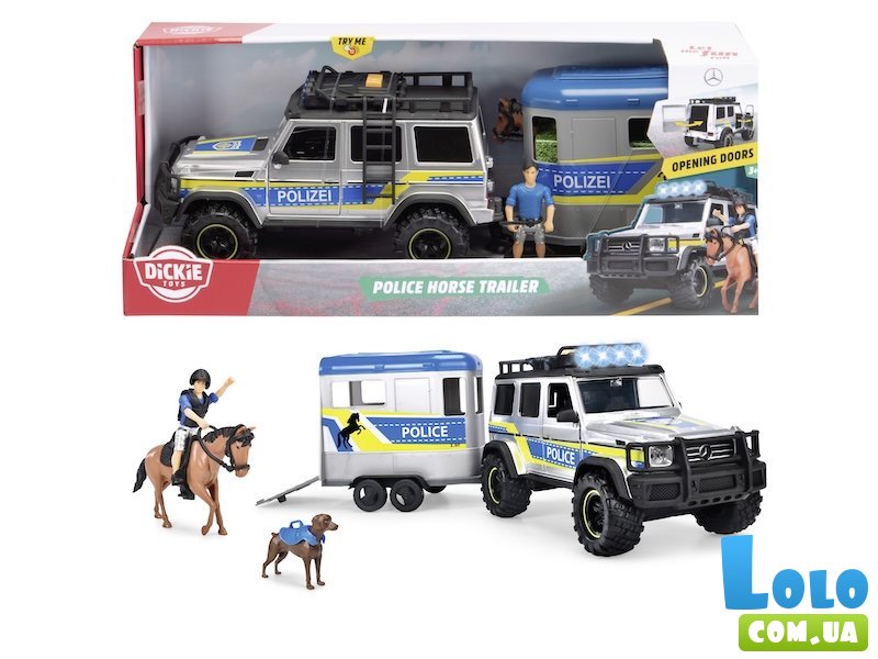 Полиция машины. Перевозка лошадей, Dickie Toys