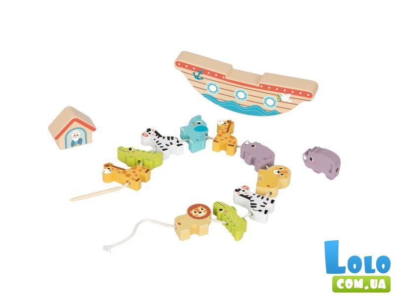 Деревянная шнуровка-балансир Ковчег Ноя, Tooky Toy