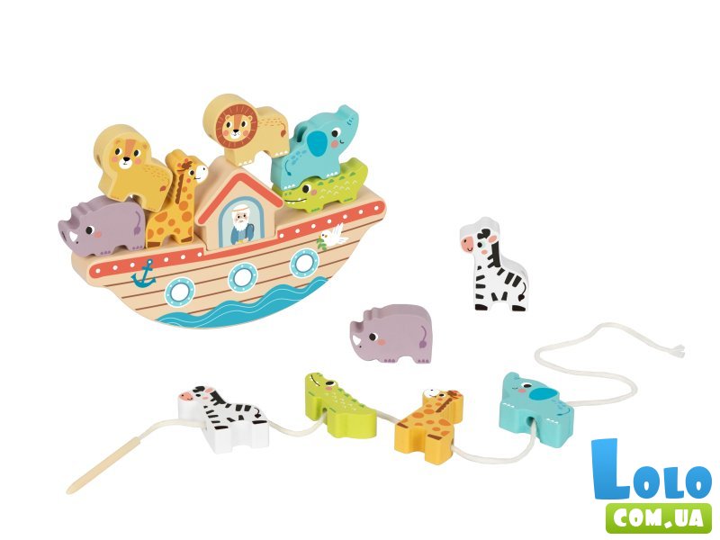 Деревянная шнуровка-балансир Ковчег Ноя, Tooky Toy