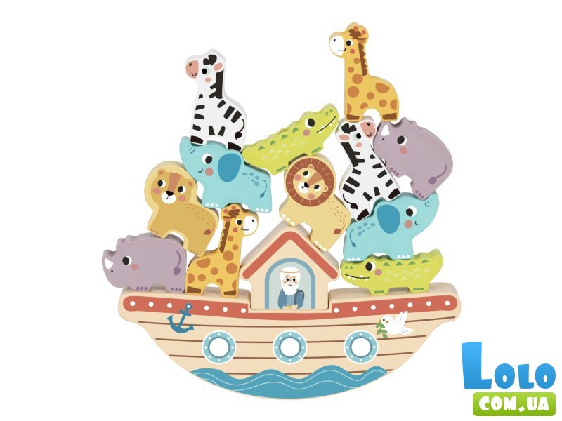 Деревянная шнуровка-балансир Ковчег Ноя, Tooky Toy