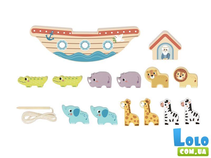 Деревянная шнуровка-балансир Ковчег Ноя, Tooky Toy