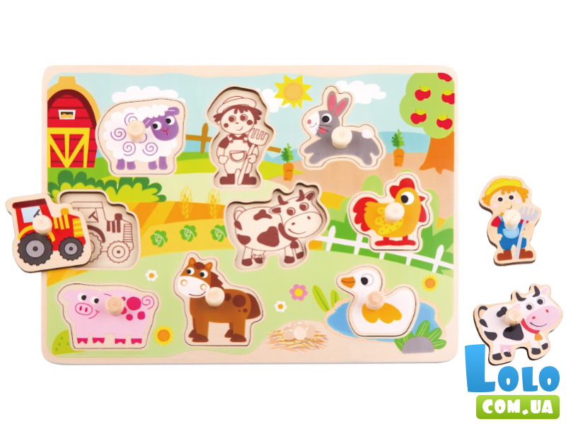 Деревянная рамка-вкладыш Ферма, Tooky Toy