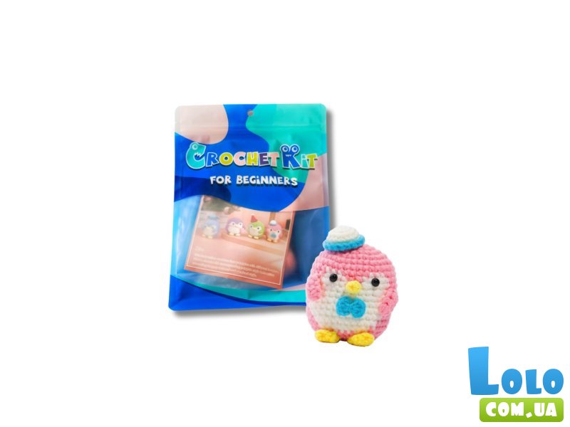 Набор для вязания игрушки крючком Розовый пингвин, Brushme