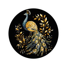 Картина по номерам круглая Павлин на черном фоне, Brushme (30 см)