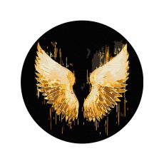 Картина по номерам круглая Крылья ангела на черном фоне, Brushme (30 см)