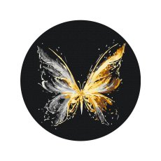 Картина по номерам круглая Магическая бабочка, на черном фоне, Brushme (30 см)