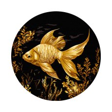Картина по номерам круглая Золотая рыбка на черном фоне, Brushme (30 см)
