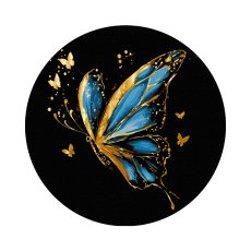 Картина по номерам круглая Бабочка на черном фоне, Brushme (30 см)