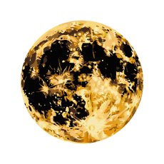 Картина по номерам круглая Золотая полная луна на черном фоне, Brushme (30 см)