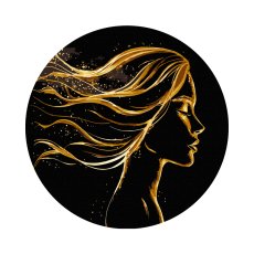 Картина по номерам круглая Золотой женский образ на черном фоне, Brushme (30 см)