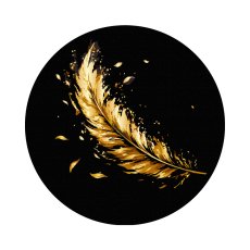 Картина по номерам круглая Перья на черном фоне, Brushme (40 см)