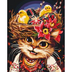 Картина по номерам Пасхальная кошка ©Марианна Пащук, Brushme (40х50 см)