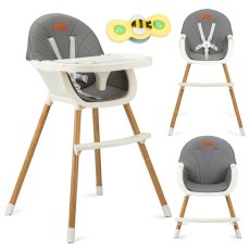 Стульчик для кормления 2 в 1 REKI, MoMi (бежево-серый)