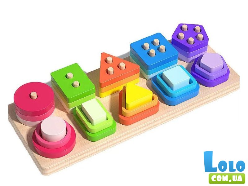 Деревянная логическая доска-сортер Геометрические фигуры