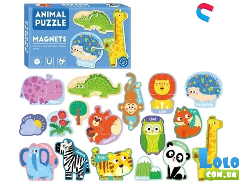 Пазлы магнитные Животные, 30 эл., (англ.)
