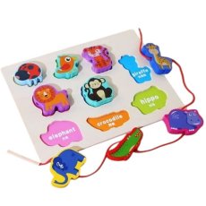 Деревянная рамка-вкладыш со шнуровкой Животные (англ.)